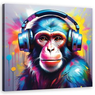 Artgeist Quadro Su Tela, Scimmia Dj Pop Art - 40x40