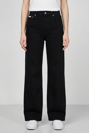 Calvin Klein Jeans Weite Jeans CALVIN KLEIN JEANS, Damen, Gr. 26, L&auml;nge 30, true schwarz, Denim/Jeans, Obermaterial: 99% Baumwolle, 1% Elasthan, unifarben, weit lang, Je