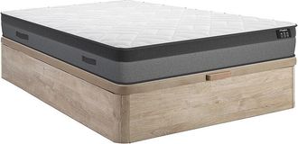 Vente-Unique Conjunto de canap&eacute; abatible de 160 x 200 cm claro natural + colch&oacute;n de muelles ensacados y espuma viscoel&aacute;stica de 24 cm de grosor - ILUSI&Oacute;N de YSM&Eacute;E