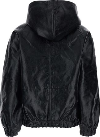 Michael Michael Kors Womens Hooded Jacket Black Ecoleather Viscose Coat