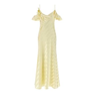 Self Portrait Maxi Dresses, female, Yellow, Size: S Satin Striped Maxi Dress