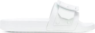 Bally Jeline White Buckle Strap Slide Sandals