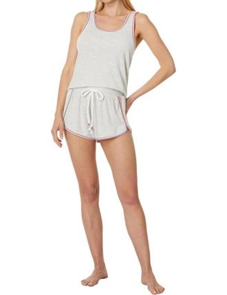 PJ Salvage Two Piece Tank And Short Set In Heathered Cloud