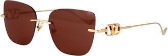 Valentino Onregelmatige Zonnebril - unisex - Accessoires - Geel - Maat: 54 MM Nylon