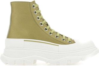 Alexander McQueen Olive Green Canvas Tread Slick Sneakers