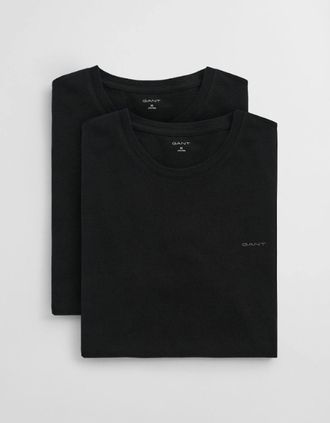 GANT Mens GANT 2-Pack Mens Crew Neck T-Shirts - 5 Black - Size: 38