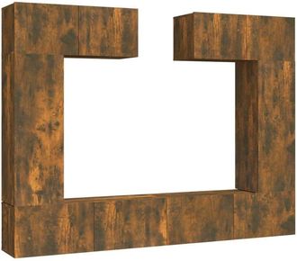 vidaXL Vidaxl - Set De Muebles De Tv 6 Pzas Madera Contrachapada Roble Ahumado