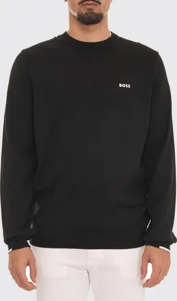 HUGO BOSS Maglia girocollo slim fit in cotone con logo a contrasto
