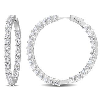 Amour 8 3/8 CT TGW Created White Sapphire Inside-outside Hoop Earrings In Sterling Silver