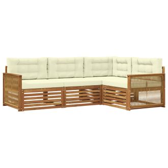 vidaXL Conjunto De Sof&aacute;s De Exterior Con Coj&iacute;n 4 Pcs Natural Y Crema Vidaxl