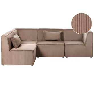 Beliani Sof&aacute; 4 Plazas De Pana Asiento Moderno Derecho Sala De Estar Beige Arena Lemvig