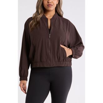 Zella Atlas Bomber Jacket in Brown Mole at Nordstrom, Size 3 X