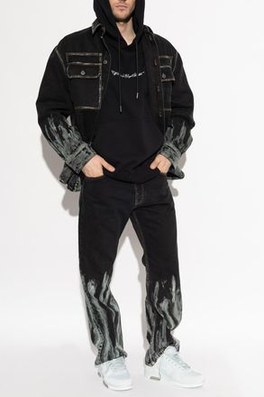 Off-white Sweatshirt With Embroidered Logo, Mens, Black