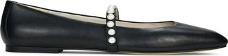 Yosi Samra Womens Cara Faux Pearl Mary Jane Flat In Black
