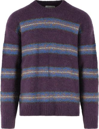 Dries Van Noten Master Boucle Stripe Trui - Heren - Truien - Paars - Maat: L Zijde