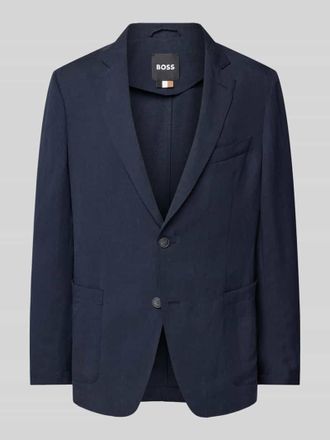 HUGO BOSS Taillierter Sakko in Melange-Optik aus Lyocell-Mix mit Leinen-Anteil Modell Hanry in Marine, Gr&ouml;&szlig;e 50