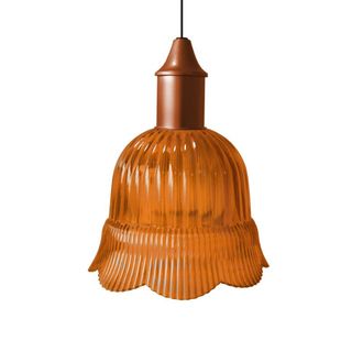 Tosel Suspensi&oacute;n campana vidrio naranja D18,5 cm