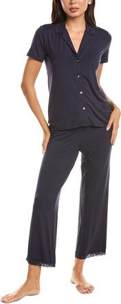 Natori Feathers Essentials Lace Applique Notch Pajama Set