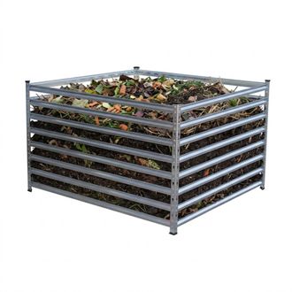 Relaxdays Compostador Met&aacute;lico Relaxdays Para Jard&iacute;n 90x120x120 Cm, 1296 L, Hojas, Varillas, Acero Galvanizado