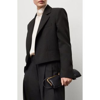 Mango Crop Suit Blazer in Black at Nordstrom Rack, Size Small