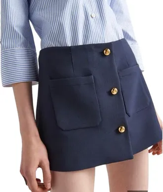Prada Navy Blue Pocketed Mini Skirt Size S