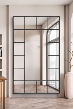 MirrorOutlet Black Modern Wall & Leaner Mirror 79 X 47 (200 x 120CM) | Size: 1 Pack
