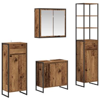 vidaXL Juego De Muebles De Ba&ntilde;o Madera Vieja Madera De Ingenier&iacute;a Vidaxl