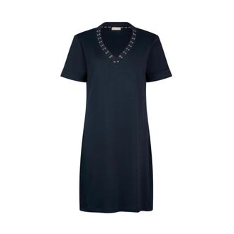Liu Jo Short Dresses, female, Blue, Size: XL Short Dress With Decorative Eyelets