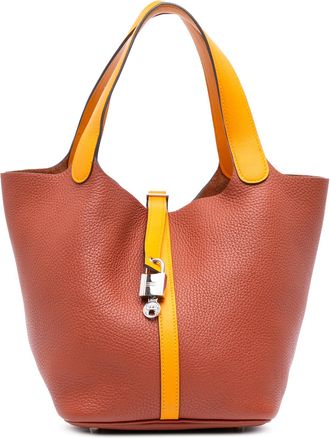Herm&egrave;s Pre-owned Womens Picotin Bucket Bag With Lock - Brown Leather - One Size