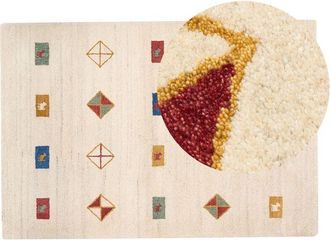 Beliani Rug MISINLI Beige 160 x 230 cm Wool Gabbeh