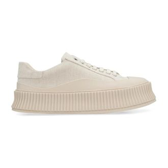 Jil Sander Schoenen, Dames, Beige, 39 EU, Canvas Platform Sneakers