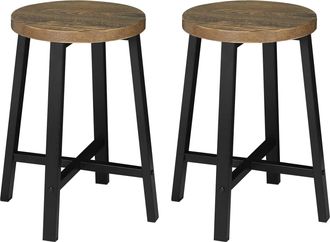 Woltu 2x Sillas De Comedor De Madera Taburete Redondo De Madera Maciza Silla Tocador Resistente Taburete Bajo Para Cocina Comedor Dormitorio Pasillo Marrone