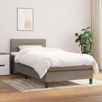 vidaXL Cama Box Spring Con Colch&oacute;n Tela Gris Taupe 90x200 Cm Vidaxl
