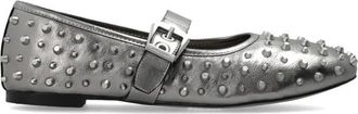 AllSaints Holly Leather Stud Ballerina - Dames - Ballerinas - Grijs - 41 EU - Leer - Schoenen