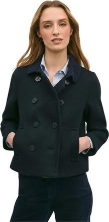 Brooks Brothers Cropped Double Faced Peacoat - Dames - Mantel - Blauw - XL - Wol - Jassen