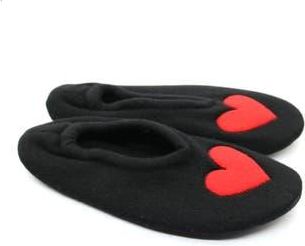 Portolano Cashmere Heart Slipper in Black/Fire Red at Nordstrom Rack, Size X-Large
