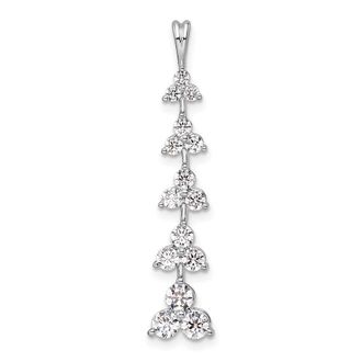 Diamond2Deal 14K White Gold Lab Grown Diamond Five 3-Stone Clusters Pendant (1ct, VS, G-H)