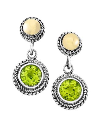 Samuel B. 18K & Silver 0.65 Ct. Tw. Peridot Basketweave Earrings