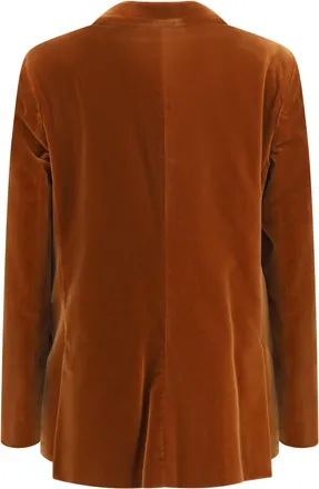 Blaz&eacute; Milano Womens Jealousy Everynight Velvet Blazer Caramel Cotton Blazers & Vests