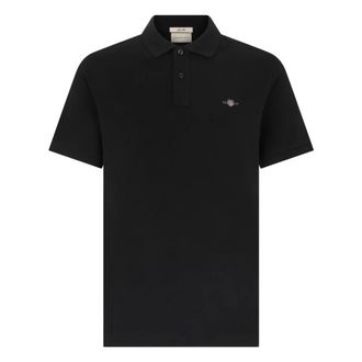 GANT Polo Shirts, male, Black, Size: M Slim Shield SS Pique Polo