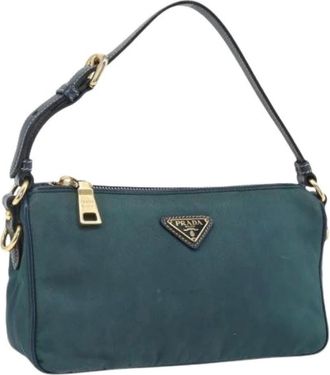 Prada Pre-owned Shoulder Bags, female, Green, Size: ONE SIZE Pre-owned Vintage Nylon Shoulder Bag