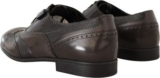 Dolce & Gabbana Mens Brown Lizard Skin Leather Oxford Dress Shoes Varana