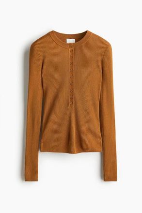 H&M Rib-knit Top in Light Brown at Nordstrom, Size Xx-Large