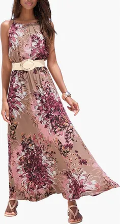 Lascana Womens High Neck Sleeveless Maxi Dress in Taupe Berry at Nordstrom, Size 10