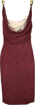Bottega Veneta Su&egrave;de Fluide Jurk met Juweelbandjes - Dames - Korte kleedjes - Rood - S - Su&egrave;de - Kleedjes