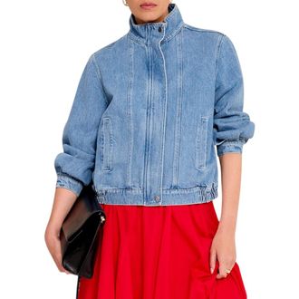 Mint Velvet Denim Bomber Jacket in Blue at Nordstrom, Size X-Large