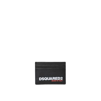 Dsquared2 Grained Leather Card Holder - male - Dsquared2 - Wallets & Cardholders - Black - ONE SIZE - Accessories
