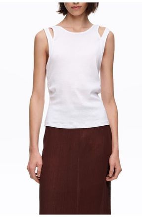 Bimba & Lola Ribbed Cross-Back Top in White at Nordstrom, Size X-Small Eu