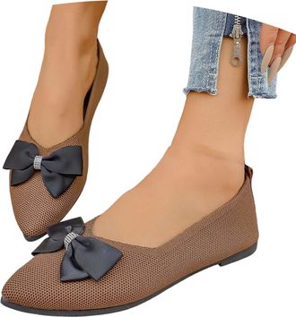 Generic Timeless Everyday Casual Flat Shoes with Bow for Women - Comfortable Slip-On Flat Footwear Suitable for Work and Weekend Versatile All-Day Wear (Brown