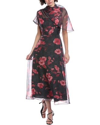 Lela Rose Draped Bodice Midi Dress